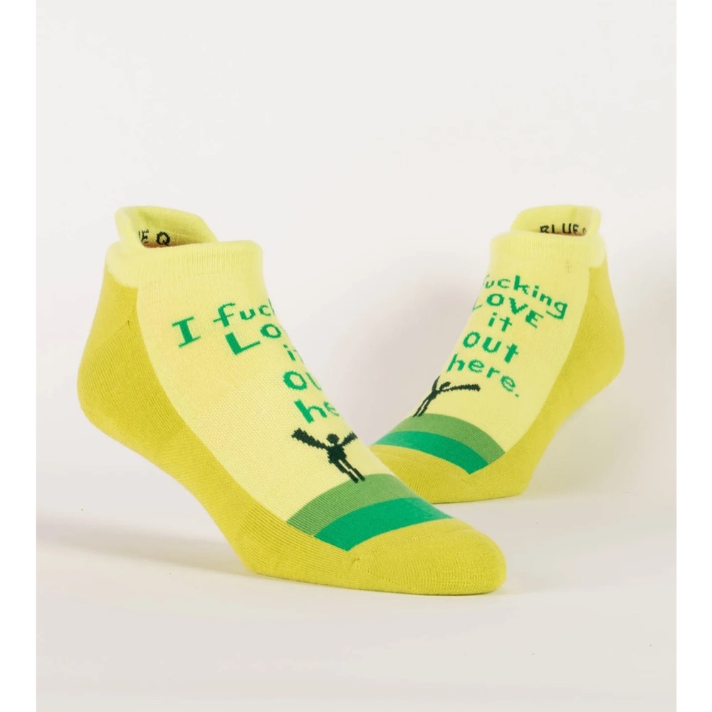 Blue Q Vibrant Yellow I F**king Love It Put Here Sneaker Socks - Picture 5 of 5
